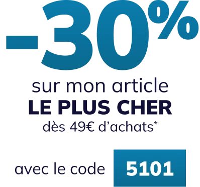 -30% sur mon article le plus cher dès 59€ d'achats